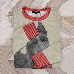 Gentleman Style Dog Contrast Color Women's Sweater