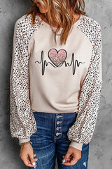 Women's Peaceful Love Leopard Pullover Top