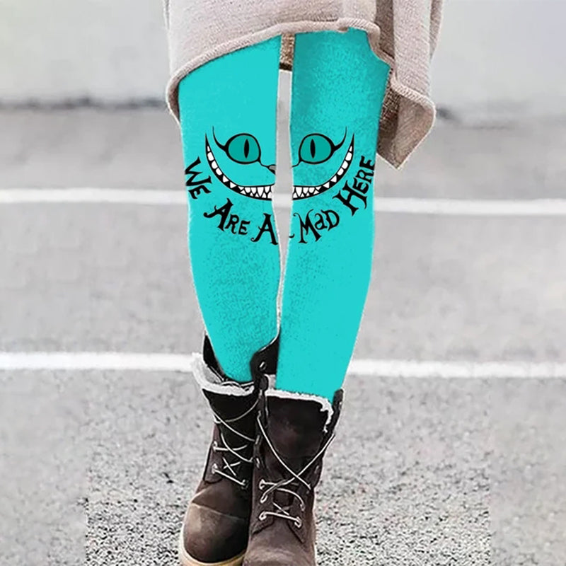 Halloween We Are All Mad Print Leggings