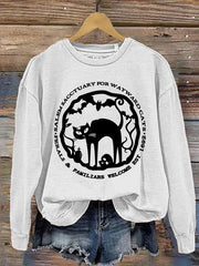 Salem Sanctuary For Wayward Cats Ferals & Familiars Elcome Est 1692 Halloween Sweatshirt
