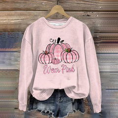 Wear Pink Pumpkin Graphic Crew Neck Sweatshirt