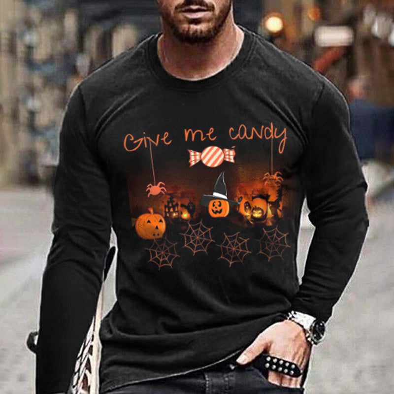 Men's Pumpkin Graphic Casual Long Sleeve T-Shirt