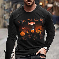 Men's Pumpkin Graphic Casual Long Sleeve T-Shirt