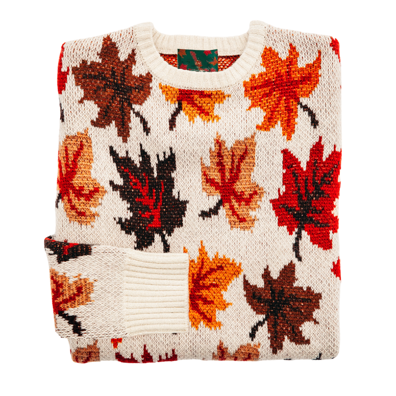 Maple Leaf Print Knitted Pullover Sweater