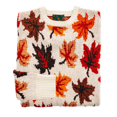 Maple Leaf Print Knitted Pullover Sweater