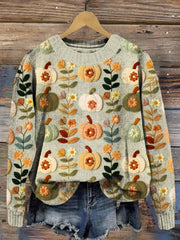 Fall Pumpkins Embroidery Cozy Sweater