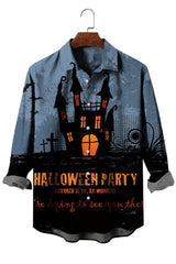 Men's Halloween Pattern Casual Long Sleeve Shirt