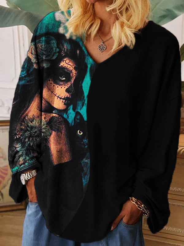 Day Of The Dead Elegant Art Contrast Color Cozy T Shirt