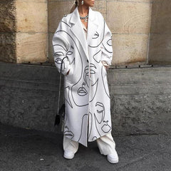 Simple Lines Print Coat
