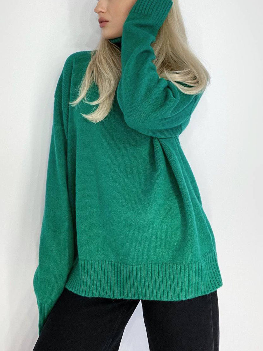 Turtleneck knitted padded loose sweater