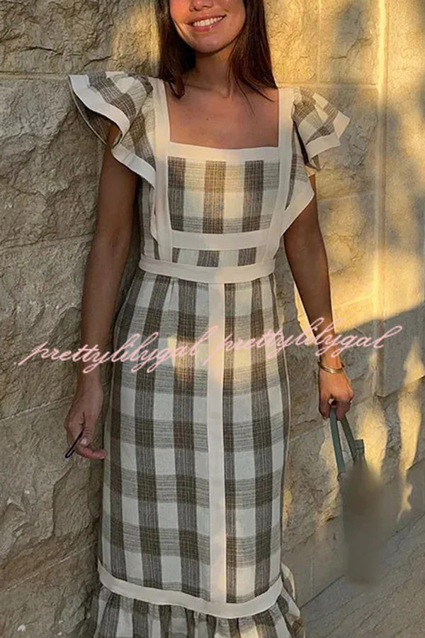Contrast Paneled Sleeveless Square-neck Maxi Dress