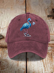 Pearl Necklace Canvas Shoes Flamingo Print Hat