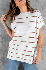 Women's Striped Knit Sweater Short Sleeve Top