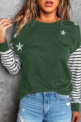 Women's Striped Star Long Sleeve Top