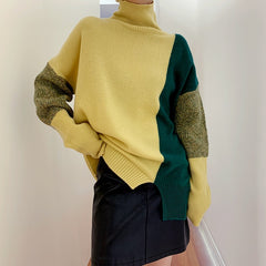 High Neck Contrast Sweater