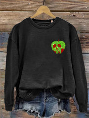 Glitter Skull Poisonous Apple Wahsed Sweatshirt