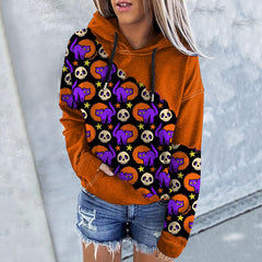 Halloween Cat Print Hoodie