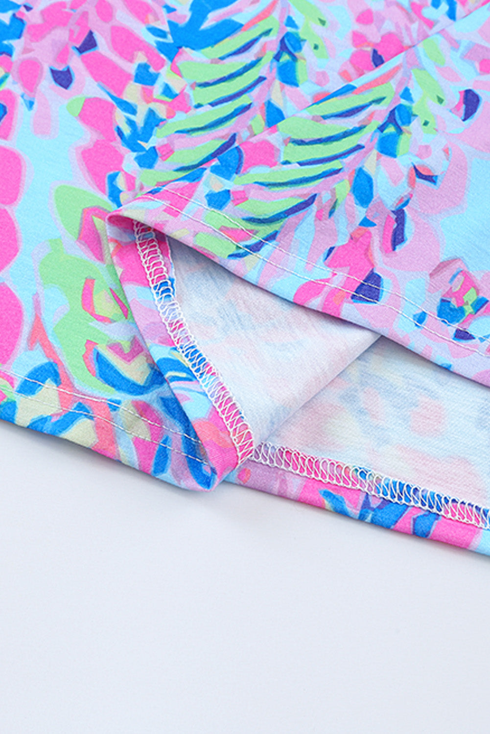 Women's Sky Blue Loose Painted Floral Tee