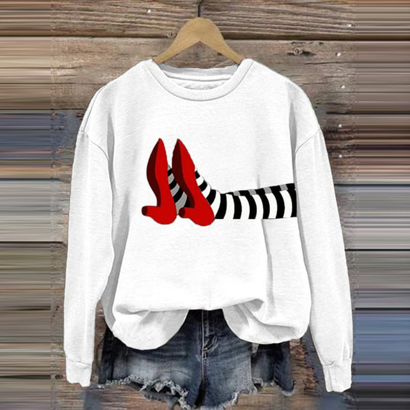 Women's Halloween Red Shoes Print Sweatshirt