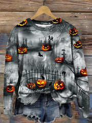 Wicked Graveyard Pumpkin Garden Halloween Sweatshirt