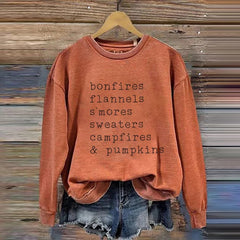 Bonfires Flannels S'mores Sweaters Campfires And Pumpkins Print Sweatshirt