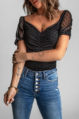 Women's Black Puff Sleeve Top