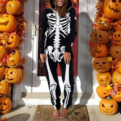 Halloween Hooded Skull Jumpsuit
