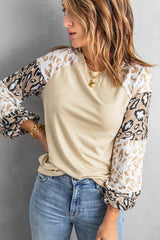 Women's Apricot Leopard Long Sleeve Top