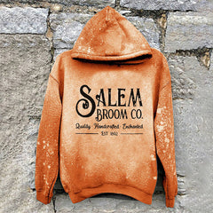 Salem Broom Co Quality Handcrafted Enchanted Est 1692 Tie Dye Print Hoodie