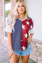 Women's Stripes Stars Print Knit Top