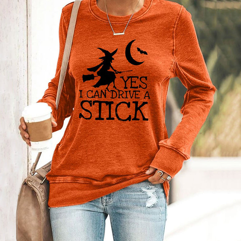 Yes I Can Drive A Stick Halloween Pattern Women'S Long Sleeve Sweatshirt