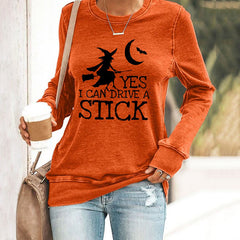 Yes I Can Drive A Stick Halloween Pattern Women'S Long Sleeve Sweatshirt