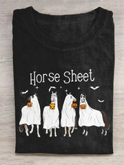 Horse Sheet Ghost Halloween Long Sleeve T-Shirt