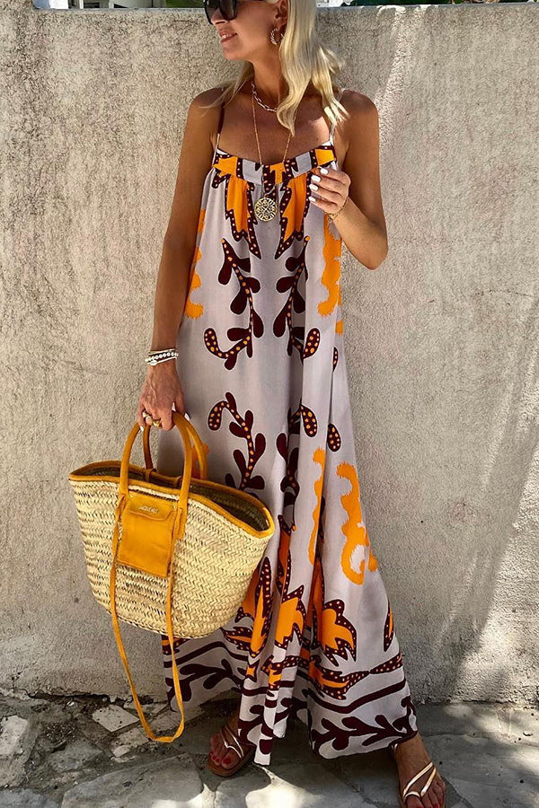 Sunday's Color Palette Ethnic Printed Loose Cami Maxi Dress