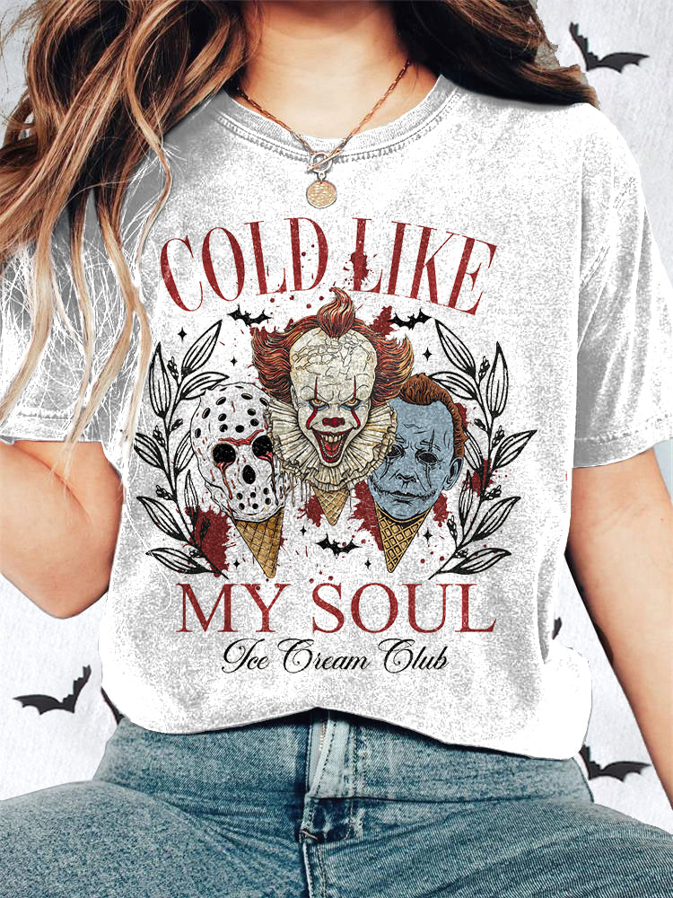 Women's Cold Like My Soul Printed Linen Blend T-Shirt