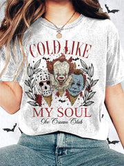 Women's Cold Like My Soul Printed Linen Blend T-Shirt