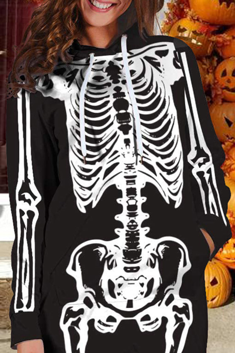 Halloween Hooded Skull Sweatshirt