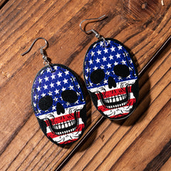 Casual Skull Floral Print Earrings