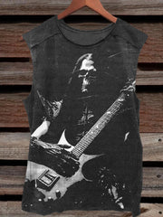Black Metal Skull Guitarist Print Tank Top