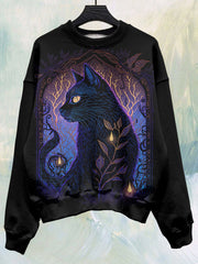 Cat Art Print Long Sleeve Sweatshirt