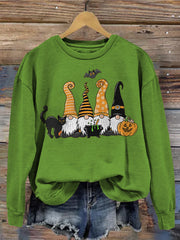 Lovely Halloween Gnomes Pattern Washed Sweatshirt