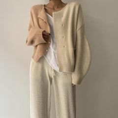 Contrast Stitching Single-Breasted Cardigan Jacket
