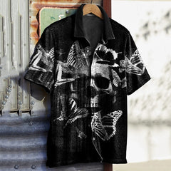 Men's Vintage Halloween Skull Print Shirt