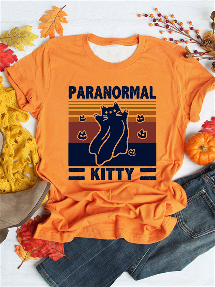 Paranormal Kitty Lovely Cat Ghost Graphic T Shirt
