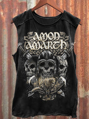 Amon Amarth Viking Warrior Skeleton Print Men's Tank Top