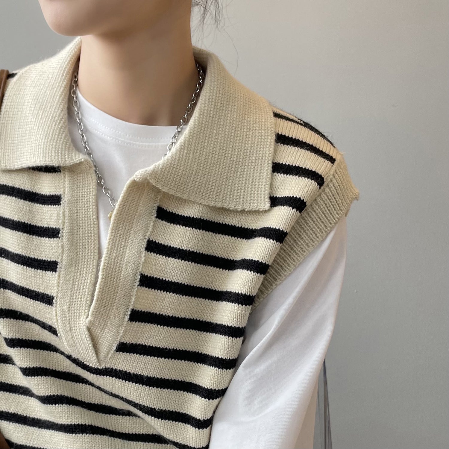 Lapel Striped Vintage Vest