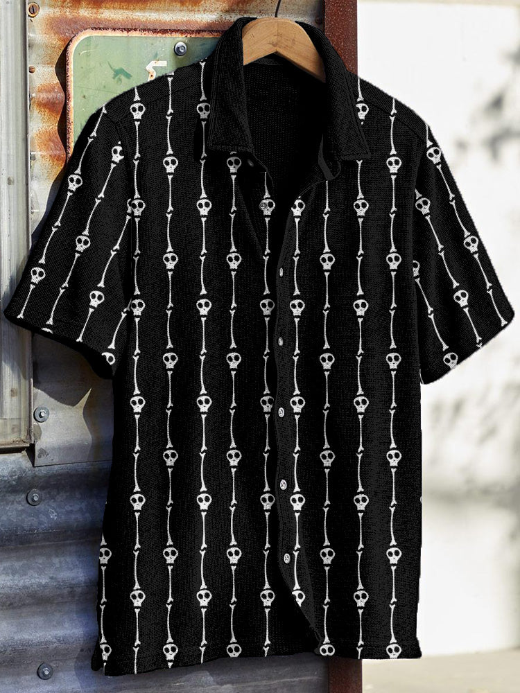 Skull and Bones Art Short Sleeve Casual Shirt