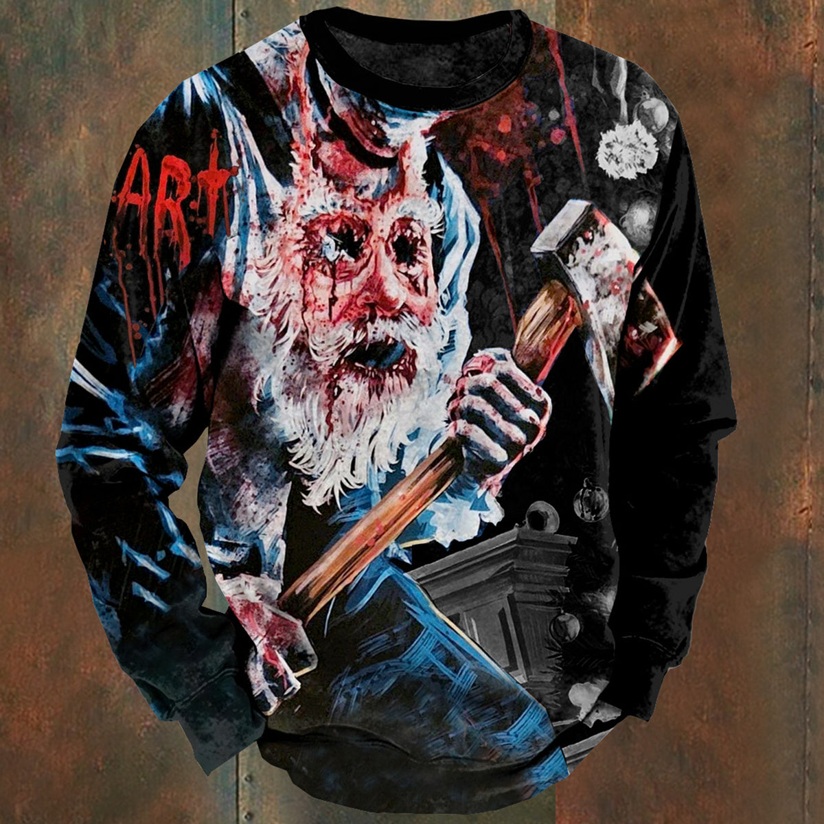 Men's Art The Clown Bloody Santa Halloween Horror Movie 2024 Print Causal Sweatshirt