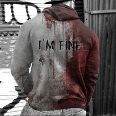 Bloody I AM FINE Printed Vintage Casual Hoodie Sweatshirt