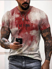 Men's Bloody I'm Fine Halloween Print T-Shirt